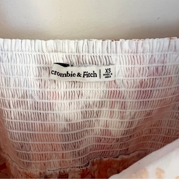 Abercrombie & Fitch Puff Sleeve Mini Dress Orange/Red Watercolor Floral Size XS - Picture 5 of 10